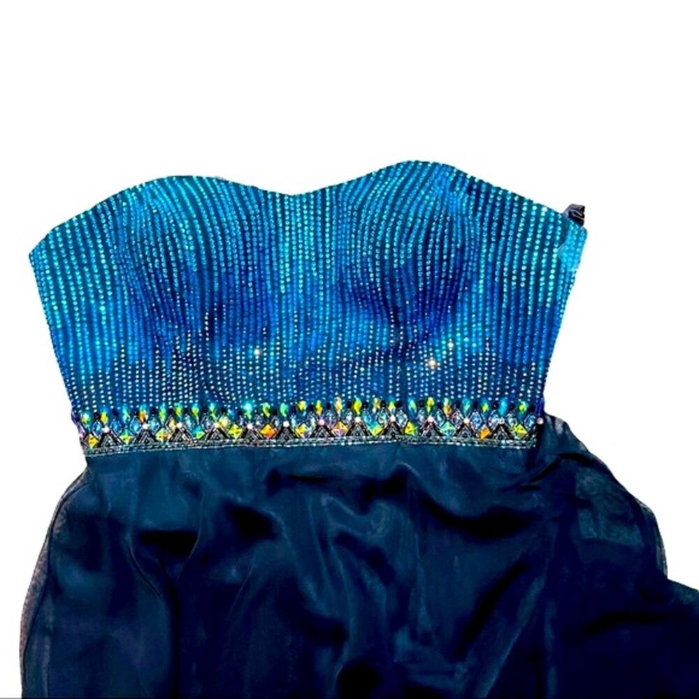 Tony Bowls Le Gala Beaded Blue/Black Sequins Iridescent Stones Formal Gown NWT - Picture 8 of 10